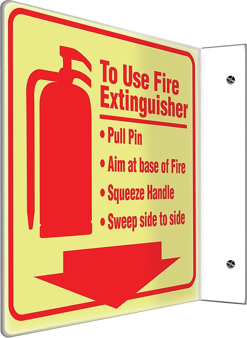 Accuform To Use Fire Extinguisher Projection Sign, Red, 8"H x 8"W (PSP460)