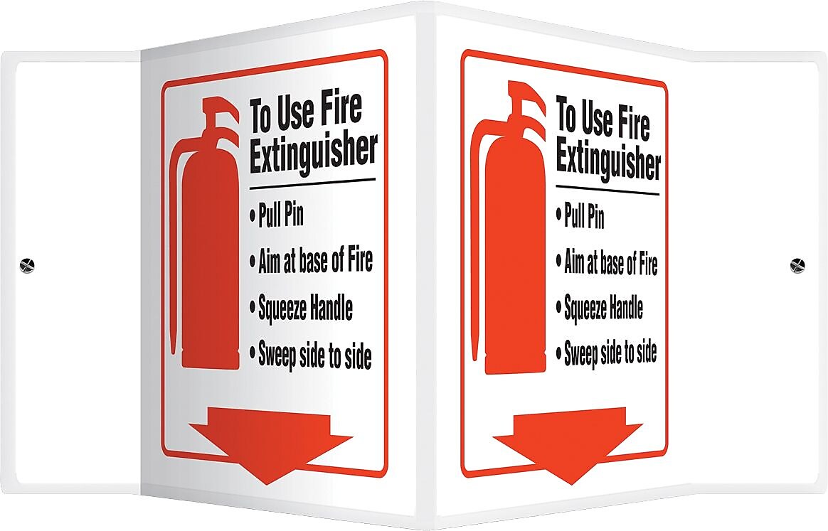 Accuform To Use Fire Extinguisher Projection Sign, Red/Black/White, 6"H x 8.5"W (PSP615)