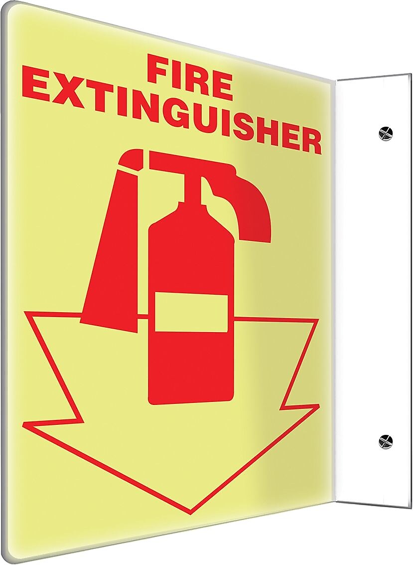 Accuform Signs® Fire Extinguisher Projection Sign, Red/White, 12"H x 9"W, 1/Pack