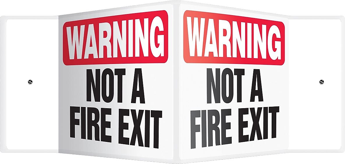 Accuform Warning Not A Fire Exit Projection Sign, Black/White, 8"H x 12"W (PSP332)