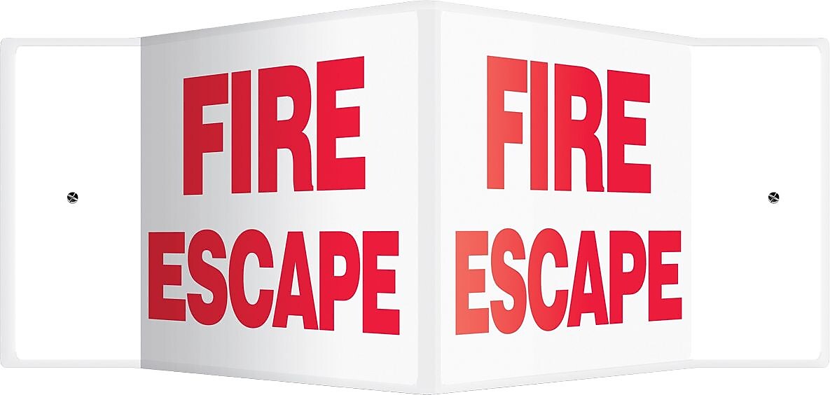Accuform Fire Escape Projection Sign, Red/White, 8"H x 12"W (PSP323)