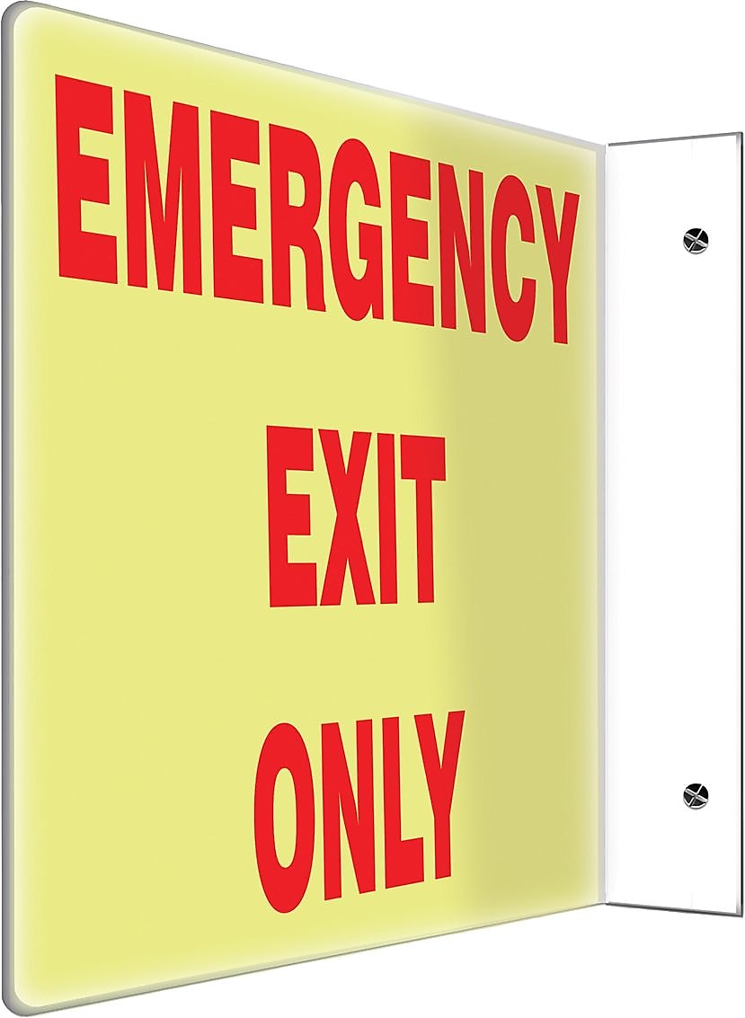 Accuform Emergency Exit Only Projection Sign, Red/White, 8"H x 12"W (PSP435)