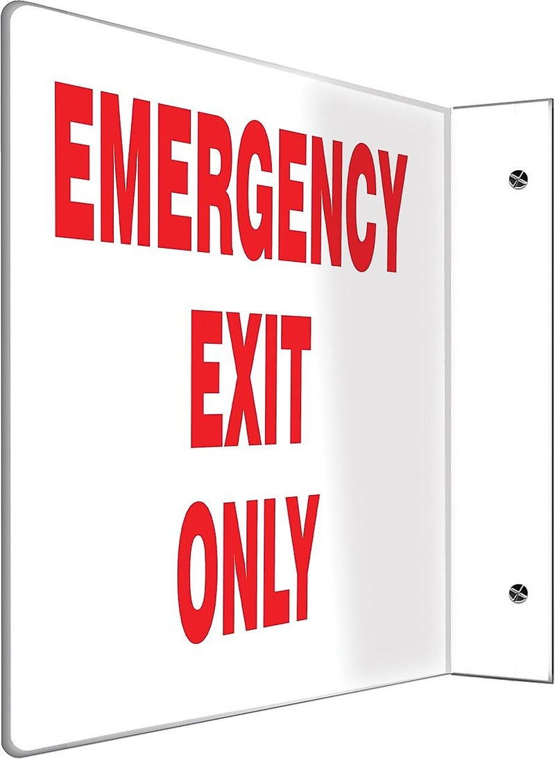 Accuform Emergency Exit Only Projection Sign, Red/White, 8"H x 12"W (PSP226)