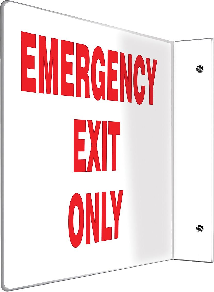 Accuform Emergency Exit Only Projection Sign, Red/White, 8"H x 12"W (PSP226)