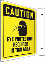 Accuform Eye Protection Required In This Area Projection Sign, Black/Yellow, 8"H x 8"W (PSP471)