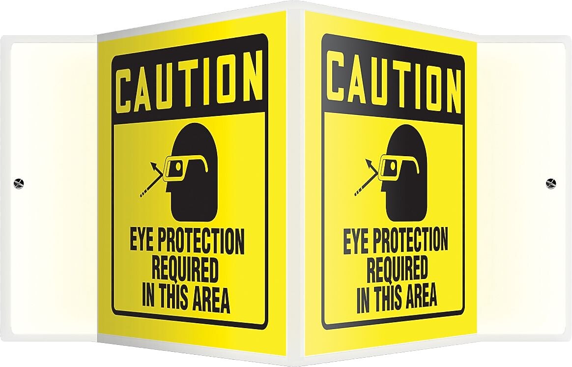 Accuform Eye Protection Required In This Area Projection Sign, Black/Yellow, 6"H x 5"W (PSP360)