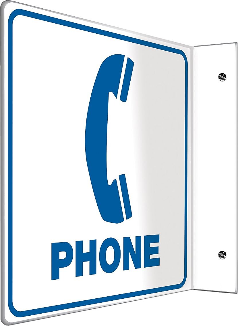 Accuform Phone Projection Sign, Blue/White, 8"H x 8"W (PSP489)