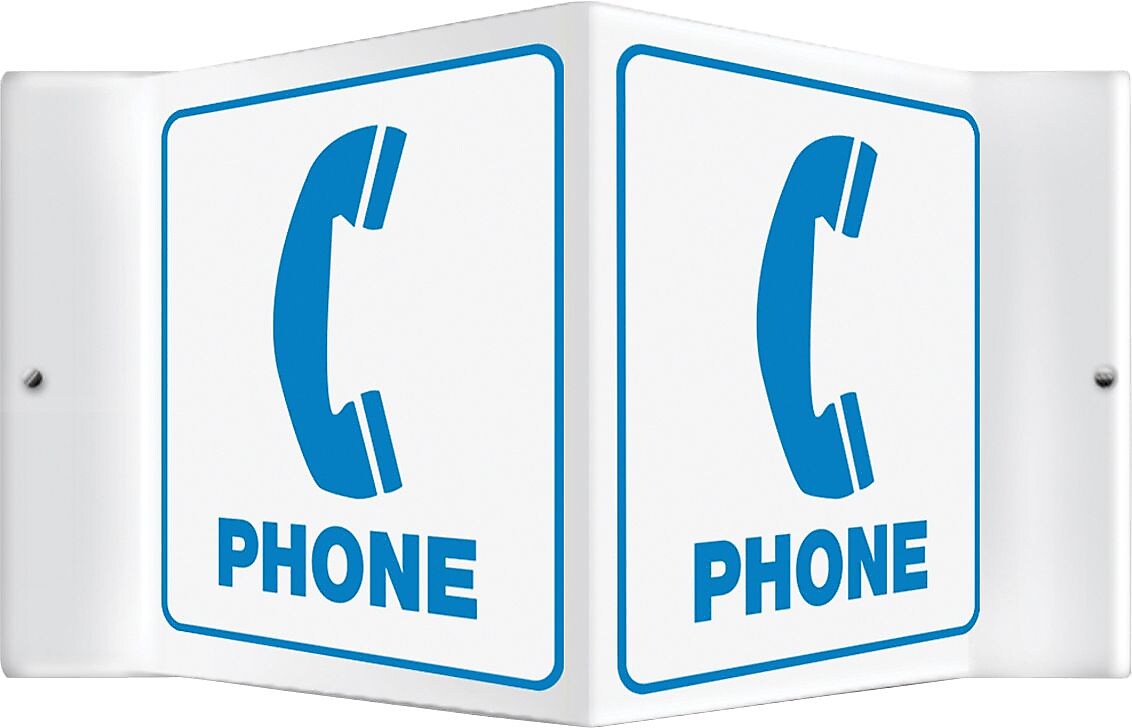 Accuform Phone Projection Sign, Blue/White, 6"H x 5"W (PSP378)