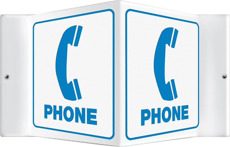 Accuform Phone Projection Sign, Blue/White, 6"H x 5"W (PSP378)