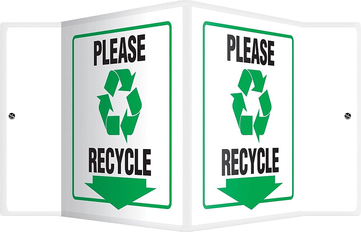 Accuform Please Recycle Projection Sign, Black/White, 6"H x 5"W (PSP376)