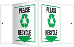 Accuform Please Recycle Projection Sign, Black/White, 6"H x 5"W (PSP376)