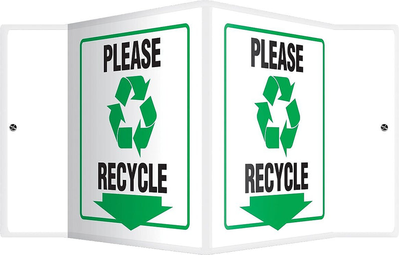 Accuform Please Recycle Projection Sign, Black/White, 6"H x 5"W (PSP376)
