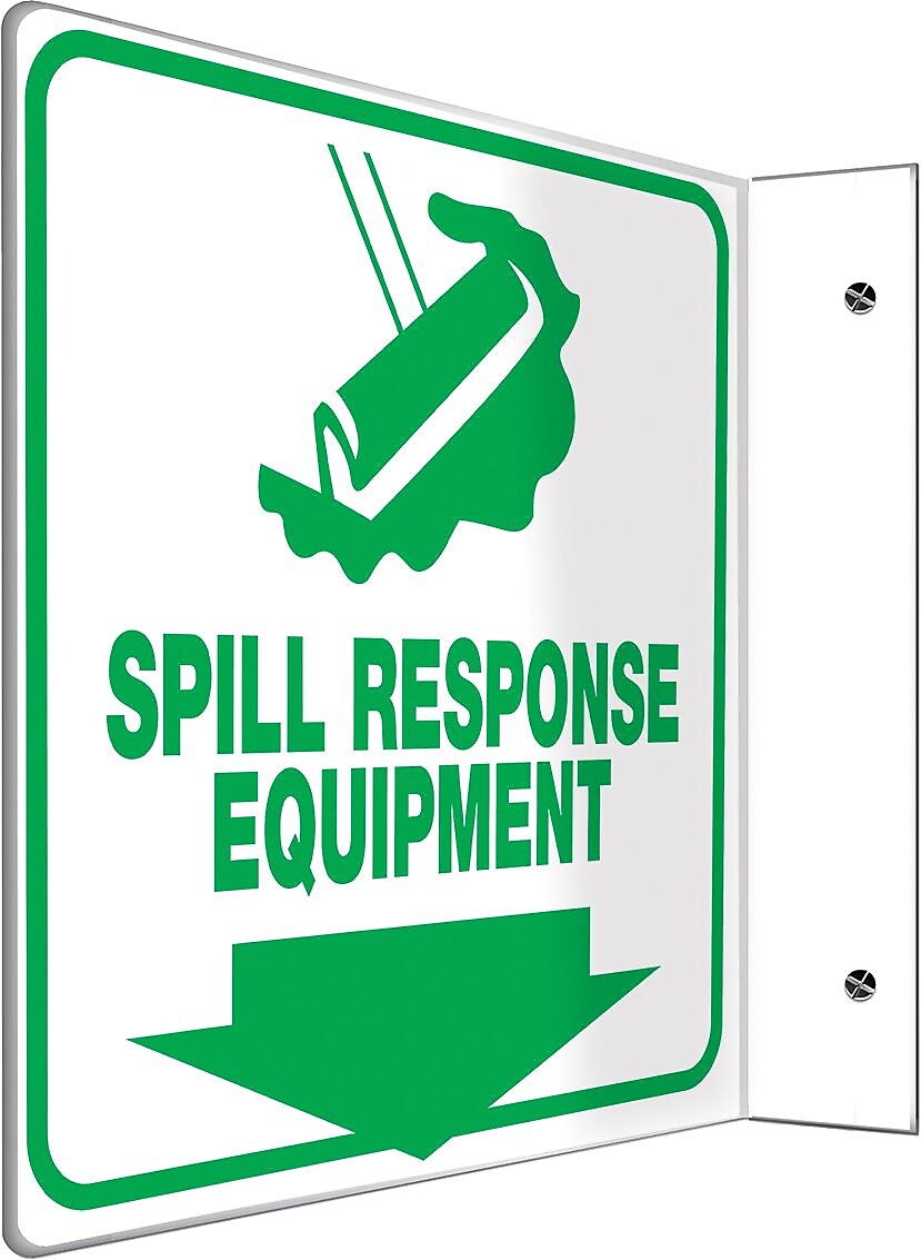 Accuform Signs® Spill Response Equipment Projection Sign, Green/White, 8"H x 12"W, 1/Pack (PSP498)