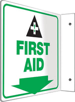 Accuform First Aid Projection Sign, Green/Black/White, 8"H x 8"W (PSP706)