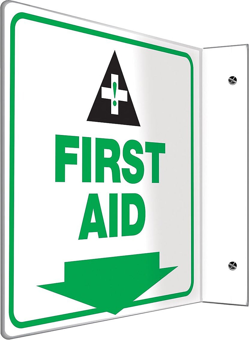 Accuform First Aid Projection Sign, Green/Black/White, 8"H x 8"W (PSP706)