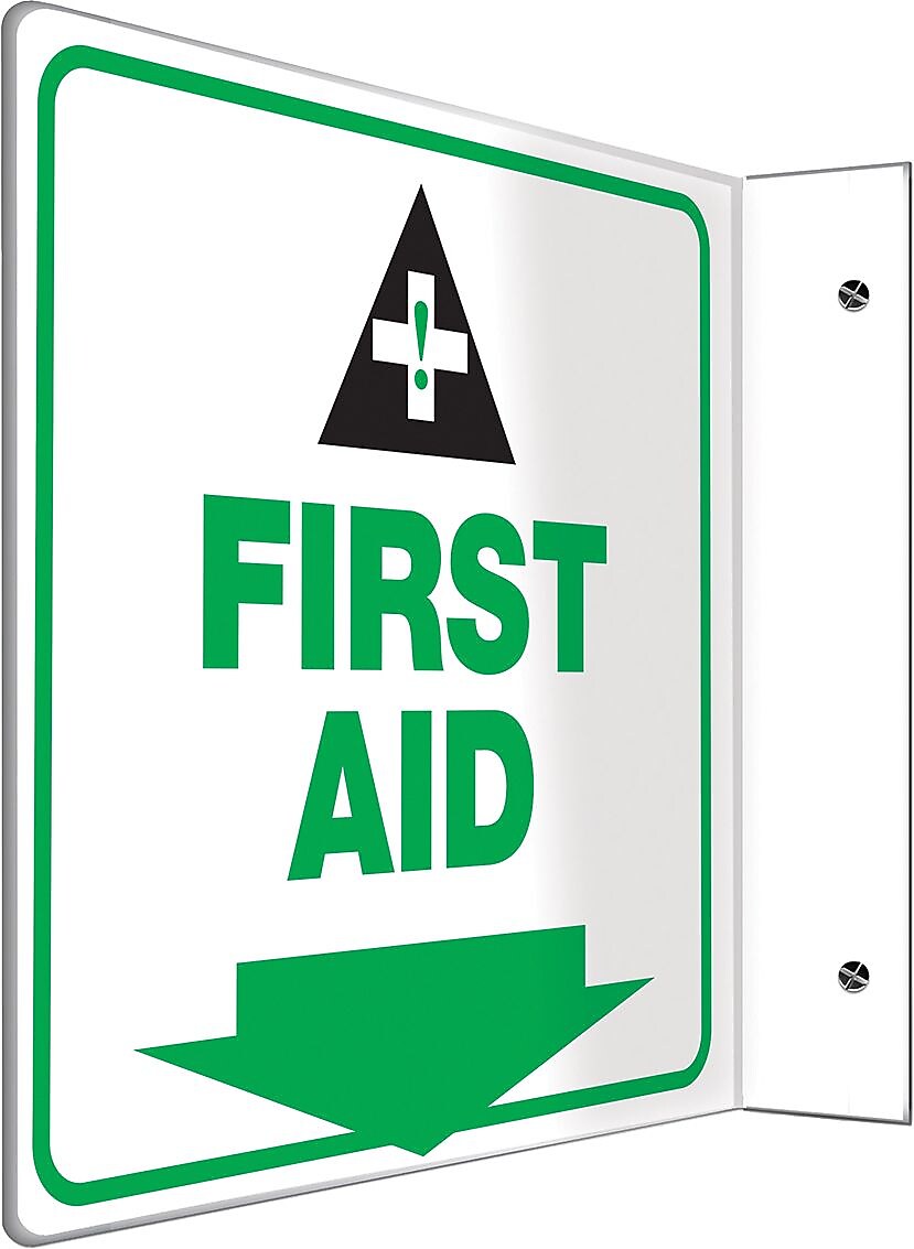 Accuform First Aid Projection Sign, Green/Black/White, 8"H x 8"W (PSP706)