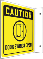 Accuform Door Swings Open Projection Sign, Black/Yellow, 8"H x 8"W (PSP233)