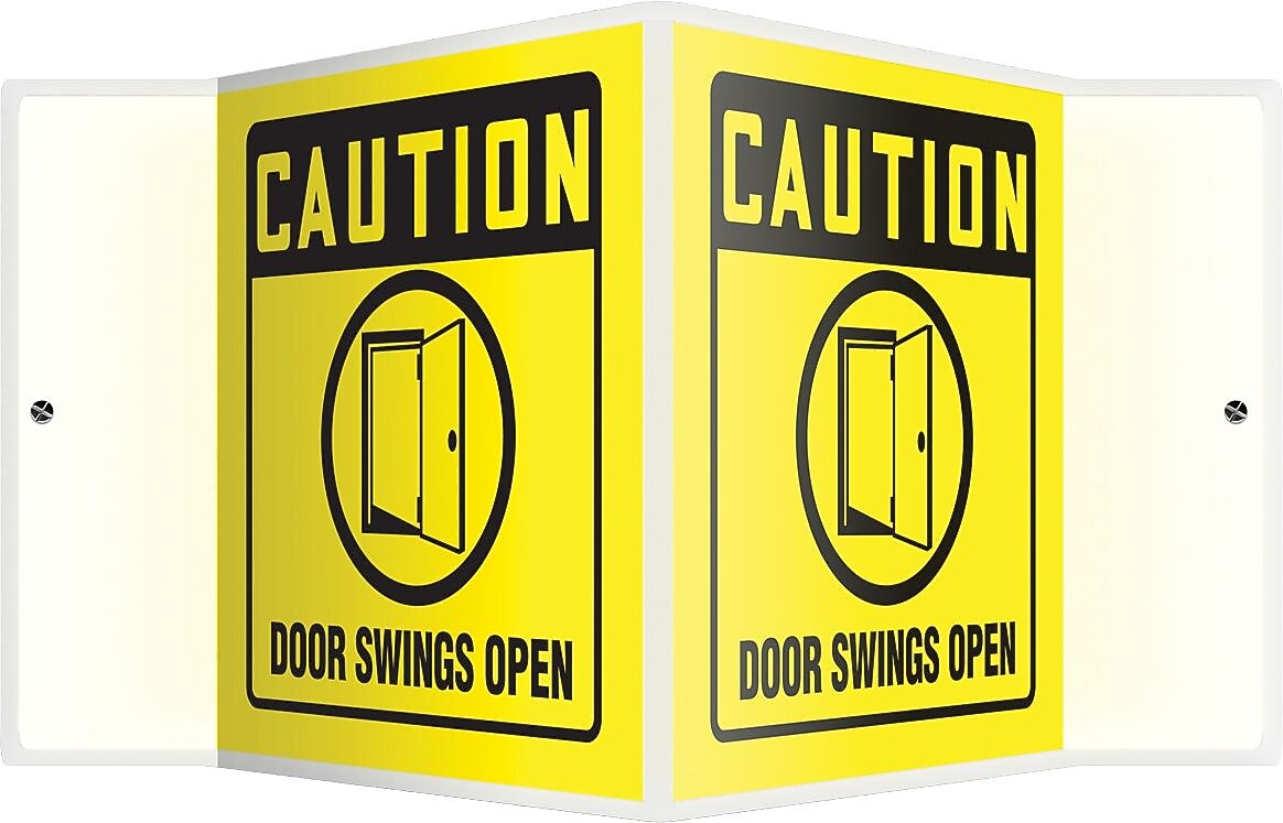 Accuform Door Swings Open Projection Sign, Black/Yellow, 6"H x 5"W (PSP127)