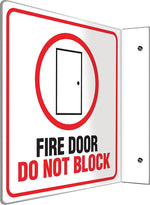 Accuform Fire Door Do Not Block Projection Sign, Red/Black/White, 8"H x 8"W (PSP243)