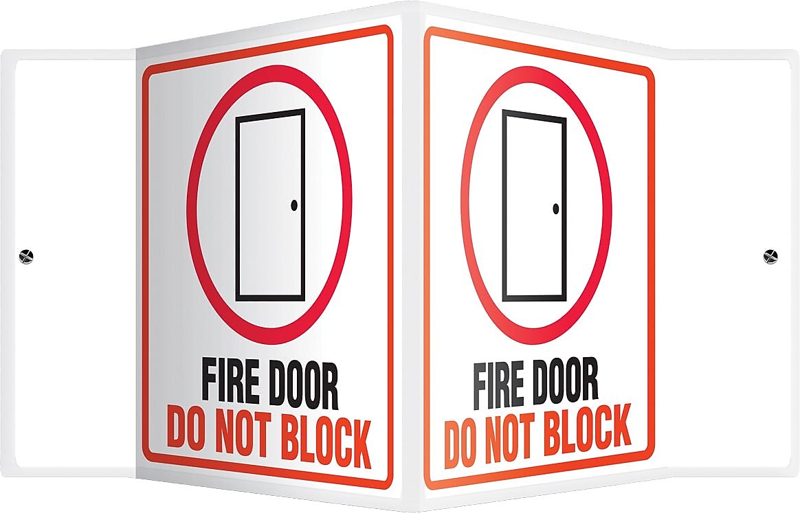 Accuform Fire Door Do Not Block Projection Sign, Red/Black/White, 6"H x 5"W (PSP132)