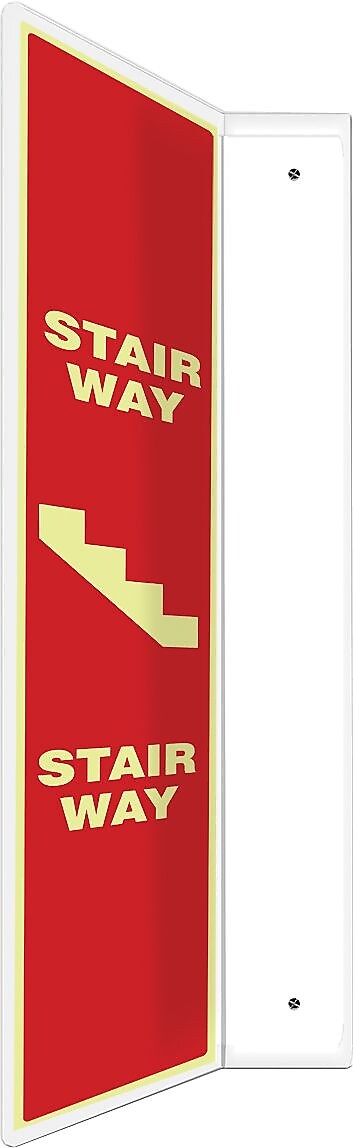 Accuform Signs® Stair Way Projection Sign, White/Red, 24"H x 4"W, 1/Pack (PSP749)