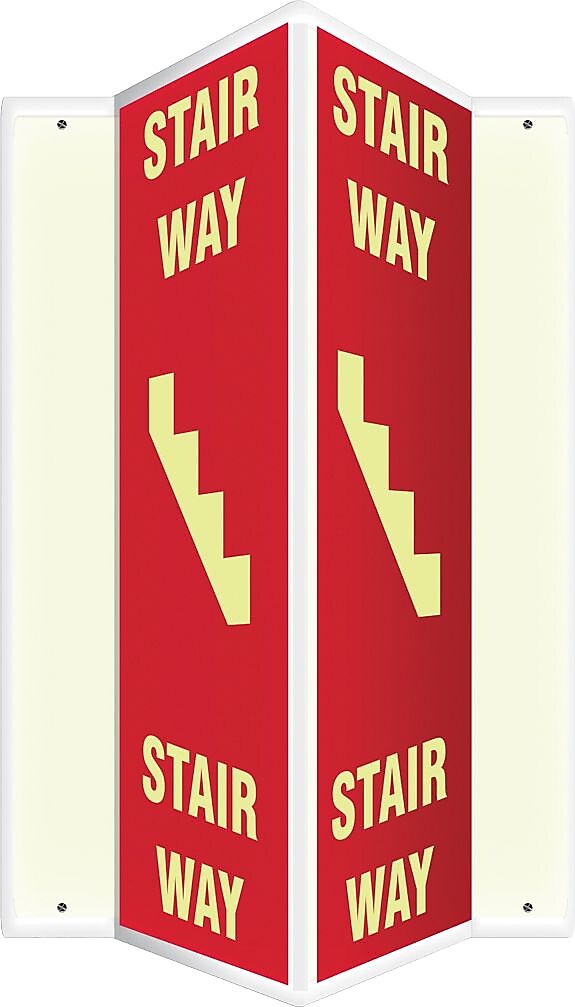 Accuform Signs® Stair Way Projection Sign, White/Red, 24"H x 4"W, 1/Pack (PSP321)