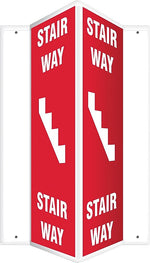 Accuform Stair Way Projection Sign, White/Red, 24"H x 4"W (PSP632)