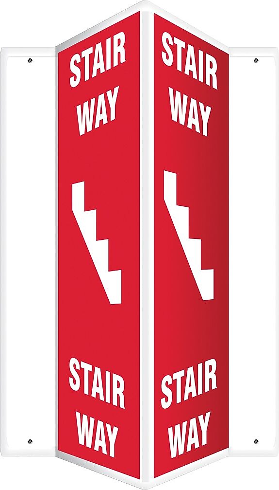 Accuform Stair Way Projection Sign, White/Red, 24"H x 4"W (PSP632)