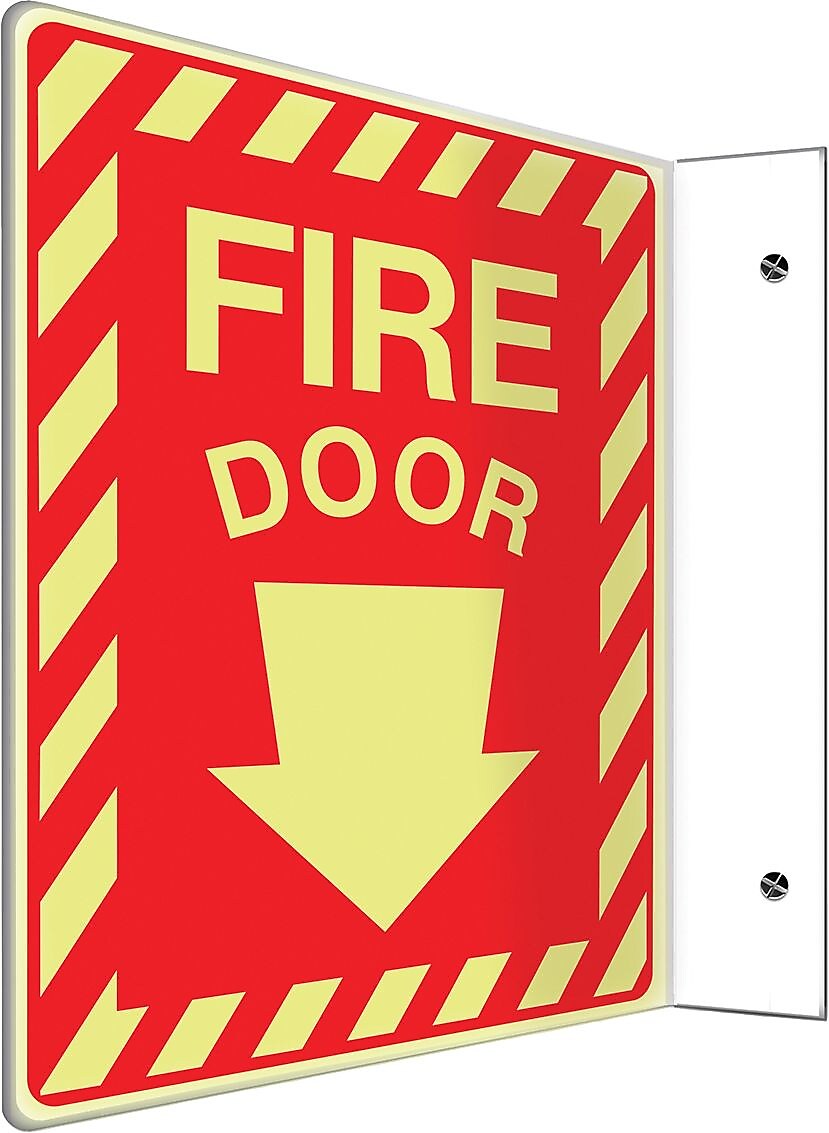 Accuform Fire Door Projection Sign, White/Red, 12"H x 9"W (PSP434)