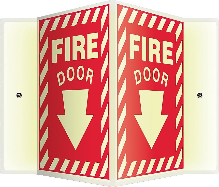 Accuform Fire Door Projection Sign, White/Red, 12"H x 9"W (PSP353)