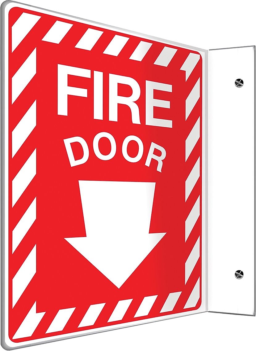 Accuform Fire Door Projection Sign, White/Red, 12"H x 9"W (PSP429)