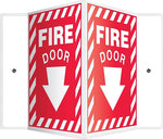 Accuform Fire Door Projection Sign, White/Red, 12"H x 9"W (PSP318)
