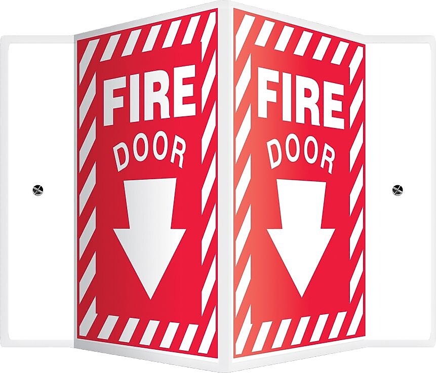 Accuform Fire Door Projection Sign, White/Red, 12"H x 9"W (PSP318)