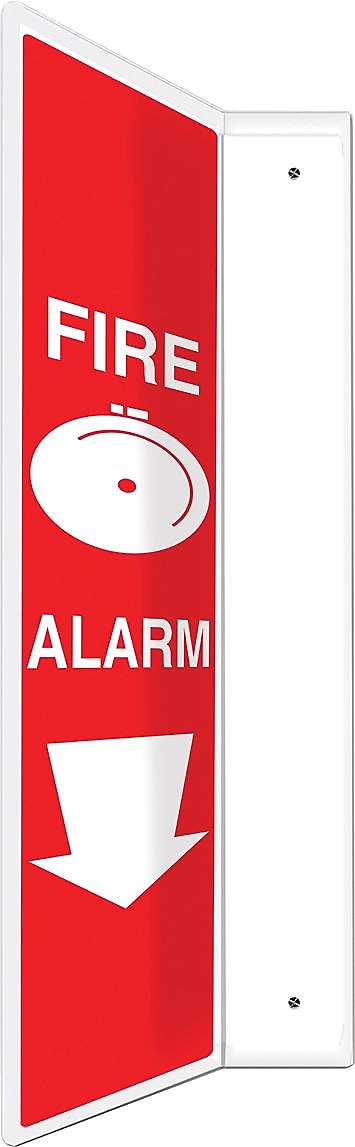 Accuform Fire Alarm Projection Sign, White/Red, 24"H x 4"W (PSP715)