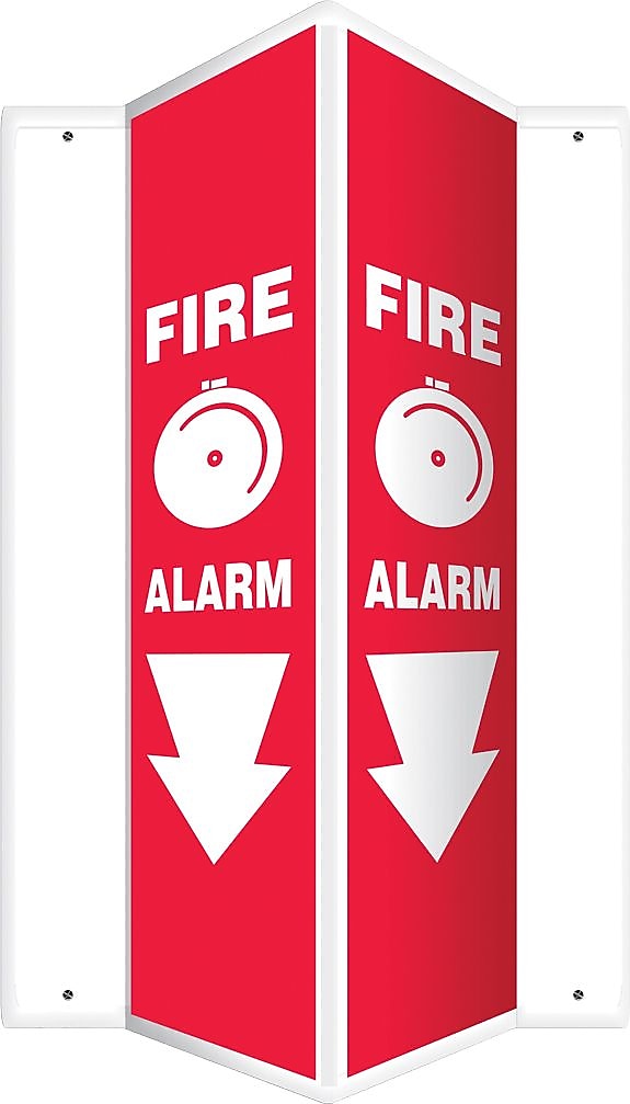 Accuform Fire Alarm Projection Sign, White/Red, 24"H x 4"W (PSP638)