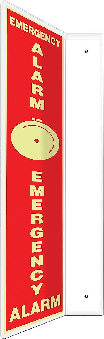 Accuform Emergency Alarm Projection Sign, White/Red, 24"H x 4"W (PSP714)
