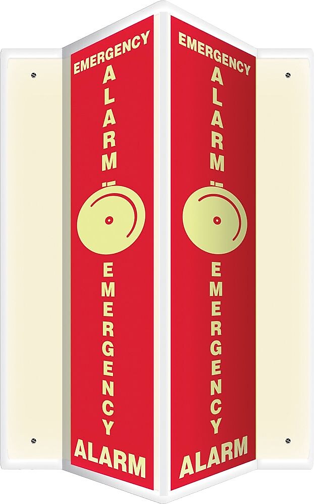 Accuform Emergency Alarm Projection Sign, White/Red, 24"H x 4"W (PSP320)