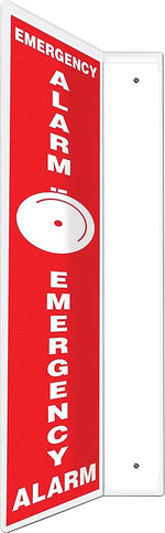Accuform Emergency Alarm Projection Sign, White/Red, 24"H x 4"W (PSP713)