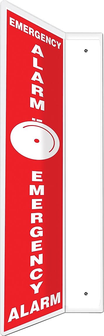 Accuform Emergency Alarm Projection Sign, White/Red, 24"H x 4"W (PSP713)
