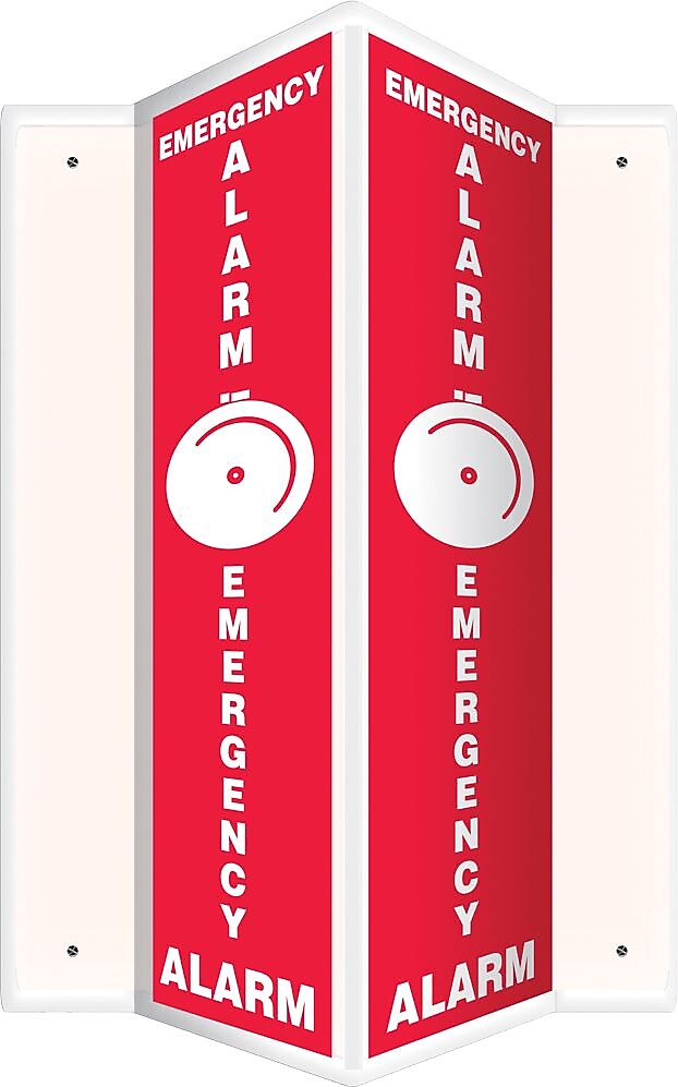 Accuform Emergency Alarm Projection Sign, White/Red, 24"H x 4"W (PSP631)