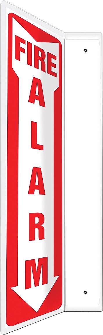 Accuform Fire Alarm Projection Sign, White/Red, 18"H x 4"W (PSP402)