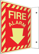 Accuform Signs® Fire Alarm Projection Sign, Yellow/Red, 12"H x 9"W, 1/Pack
