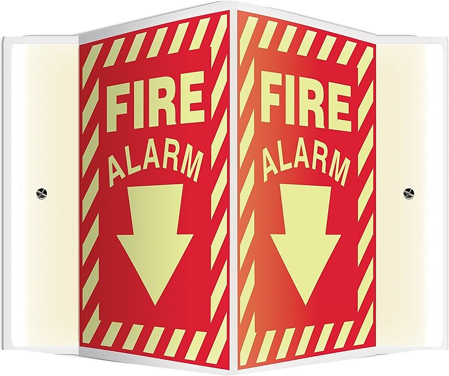 Accuform Signs® Fire Alarm Projection Sign, White/Red, 12"H x 9"W, 1/Pack