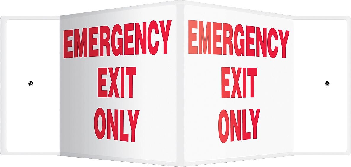 Accuform Emergency Exit Only Projection Sign, Red/White, 8"H x 12"W (PSP336)