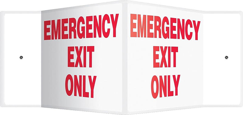 Accuform Emergency Exit Only Projection Sign, Red/White, 8"H x 12"W (PSP336)
