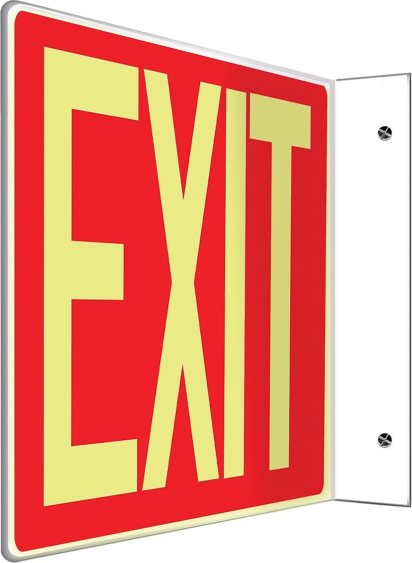 Accuform Exit Projection Sign, Yellow/Red, 8"H x 12"W (PSP227)