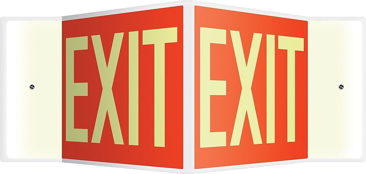 Accuform Exit Projection Sign, White/Red, 8"H x 12"W (PSP338)