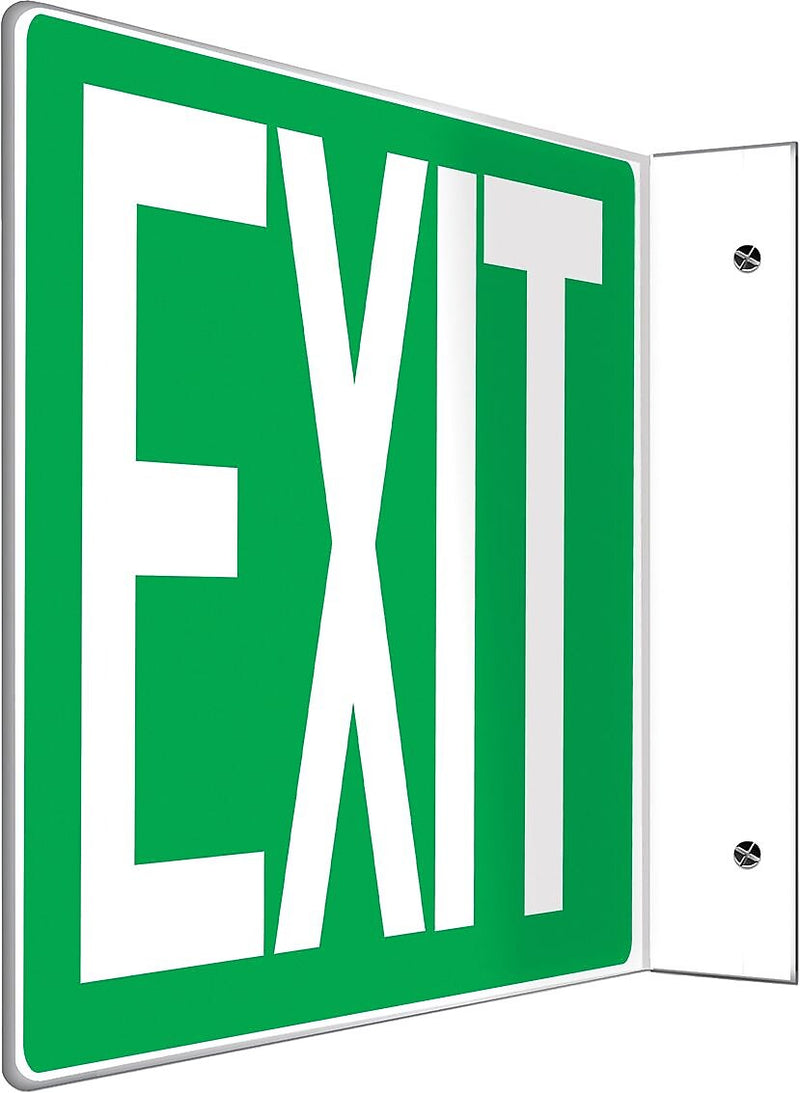 Accuform Exit Projection Sign, White/Green, 8"H x 12"W (PSP225)