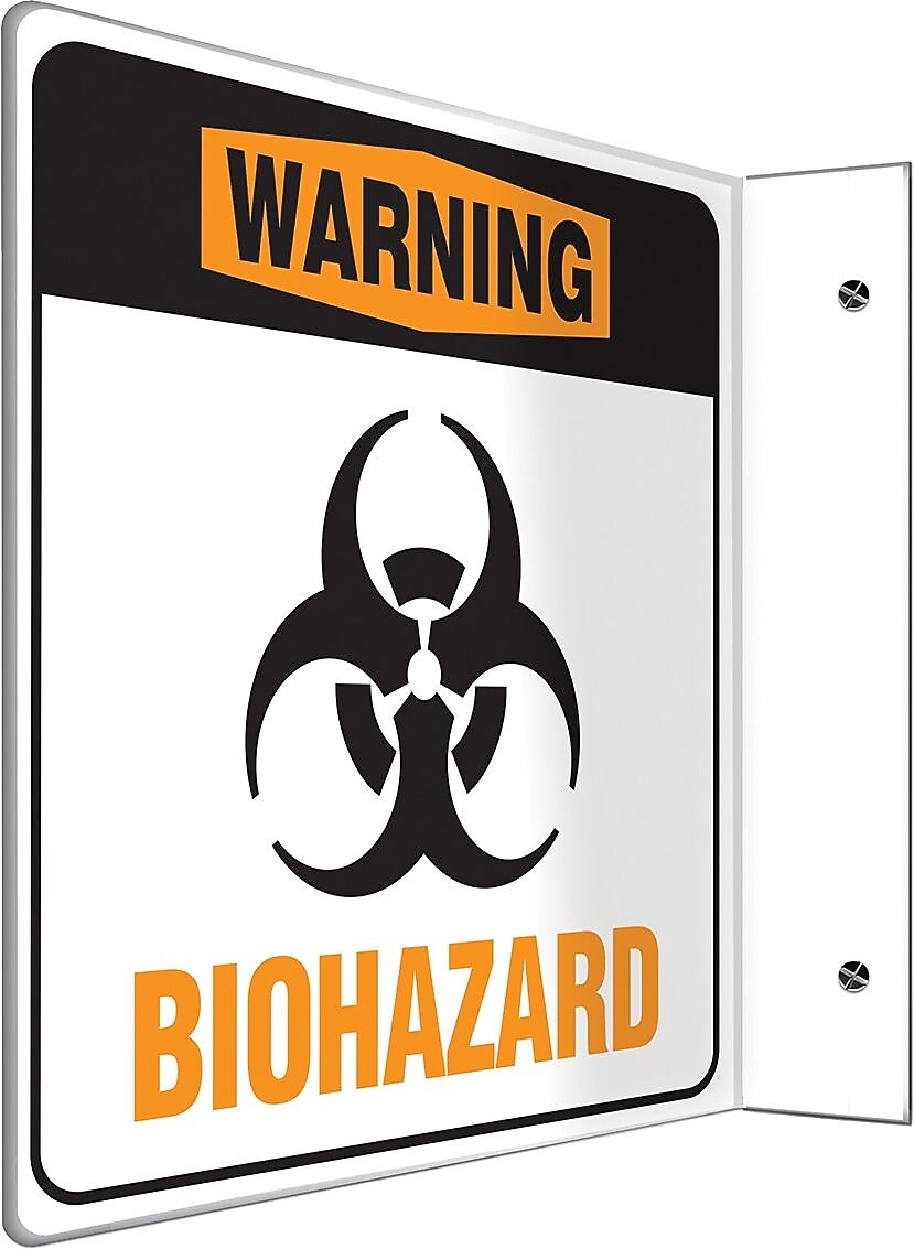 Accuform Warning Biohazard Projection Sign, Black/Orange/White, 8"H x 8"W (PSP773)