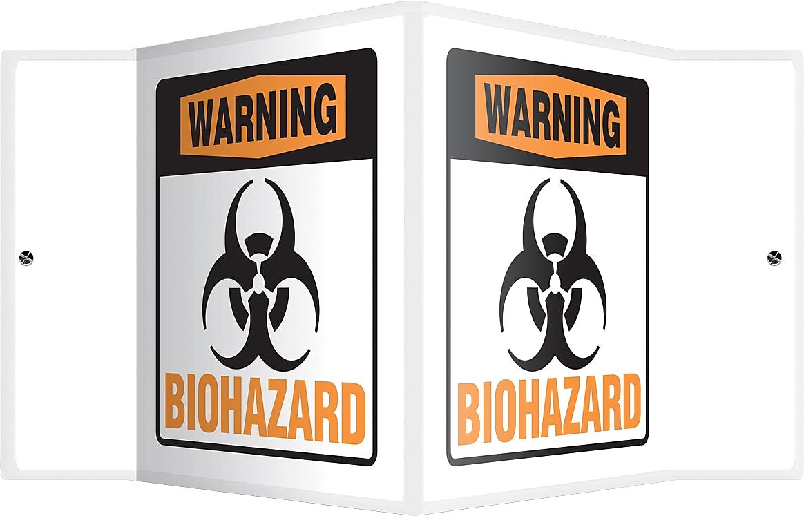 Accuform Warning Biohazard Projection Sign, Black/Orange/White, 6"H x 5"W (PSP662)
